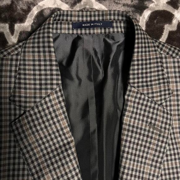 Cremieux Loro Piana Wool Blazer Men's 44L Black Brown Small Check Plaid Autumn - Picture 2 of 11